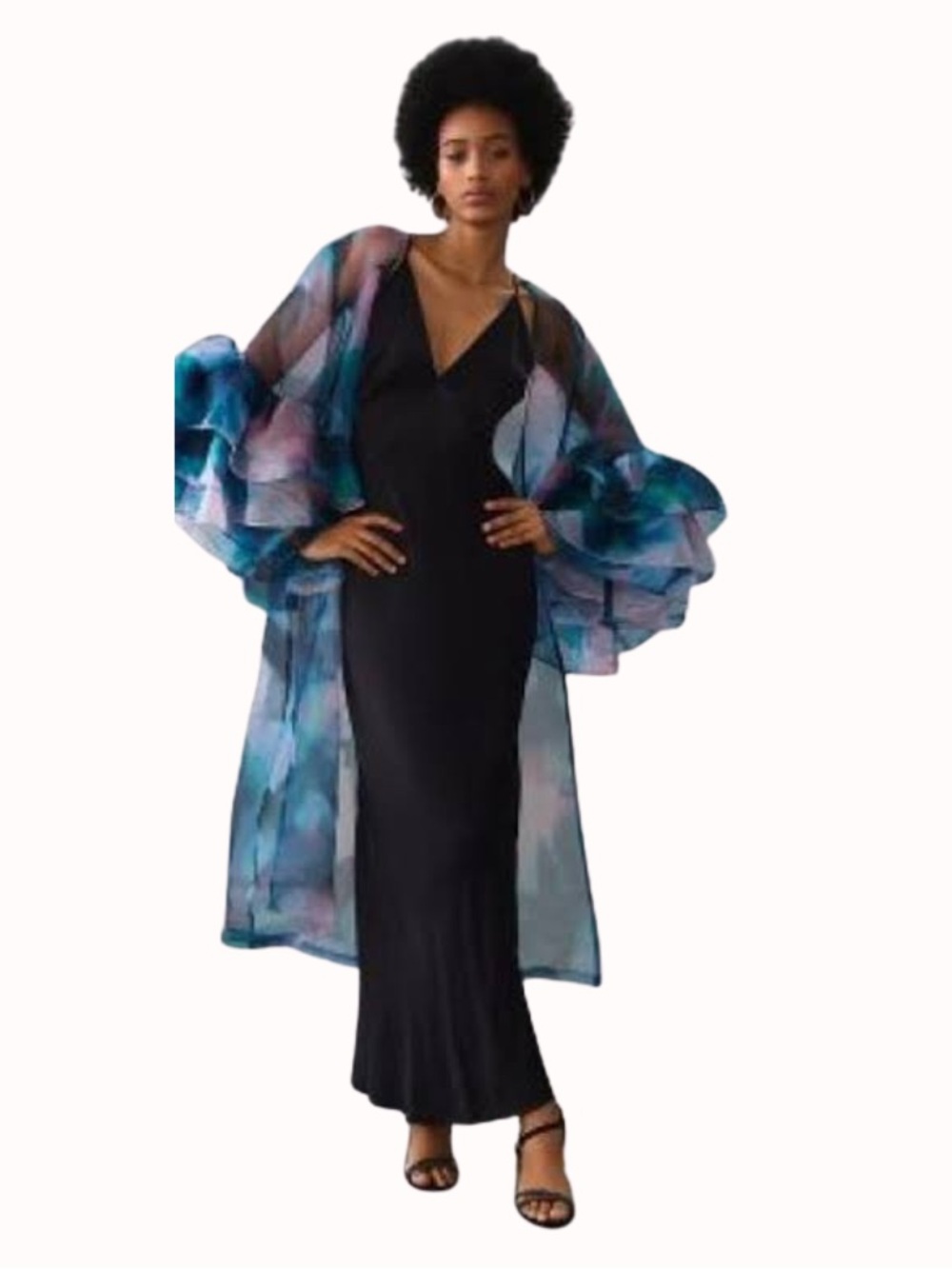 Anthropologie Watercolor Ruffle Sleeve Duster Kimono - One Size - NWOT - Picture 3 of 3